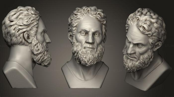 Бюсты и головы античные и исторические (Мужчина с бородой, BUSTA_0752) 3D модель для ЧПУ станка